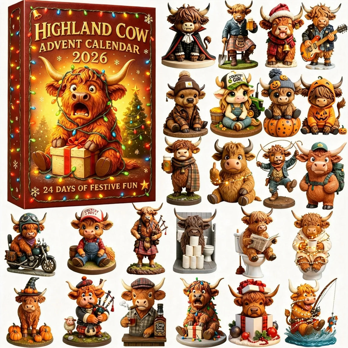 Highland Cow Holiday Surprise Advent Calendar 2026