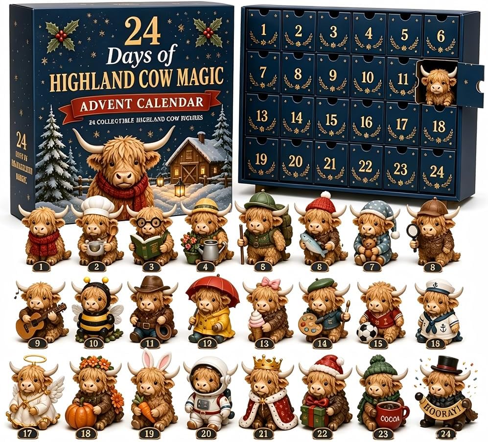 Highland Cow Christmas Countdown Collectible Calendar