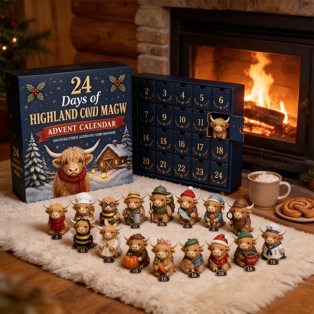 Highland Cow Christmas Countdown Collectible Calendar