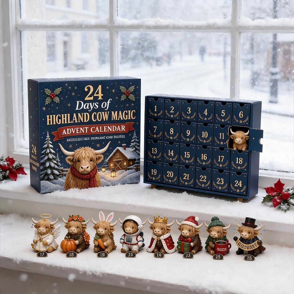 Highland Cow Christmas Countdown Collectible Calendar
